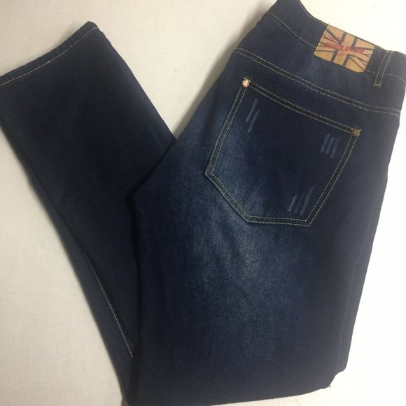 1688 Revolution Jeans Factory Distressed Color Blue Dark Wash Mens Size 38x32 - Picture 1 of 6